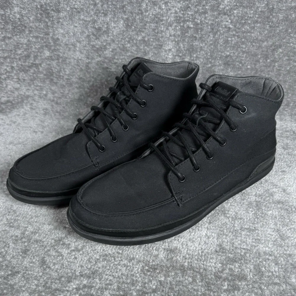 Olukai Nalukai‎ Kapa Boot Men's 9 Black Canvas Waxed Chukka Ankle Lace Up